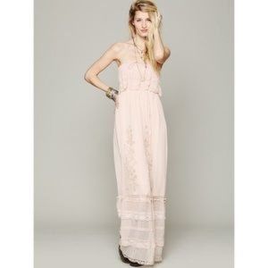 S IVORY MADDIE CANDELA SILK MAXI DRESS FRee people